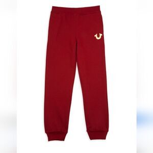 True Religion BOY'S LOGO JOGGERS Sweatpants IN RED DAHLIA M